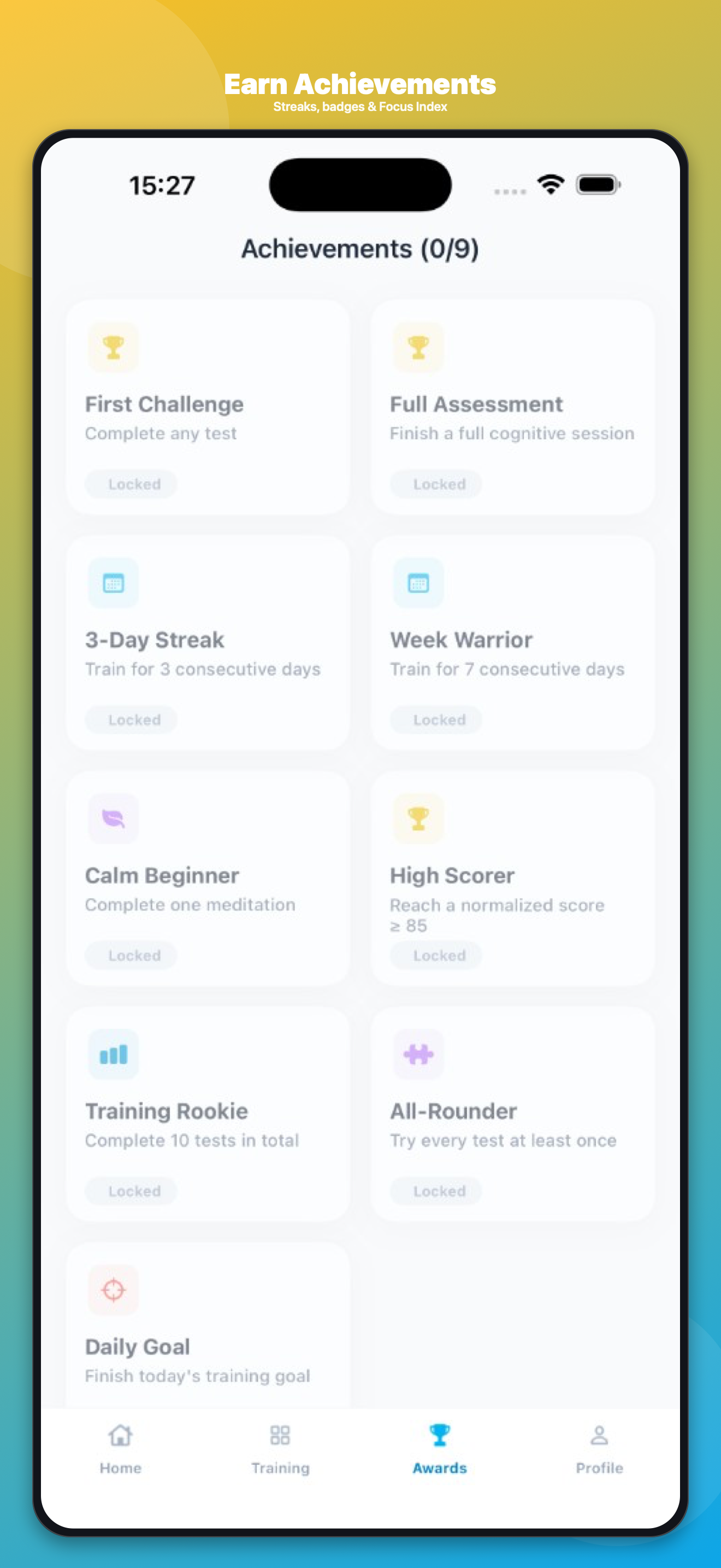 Awards screen