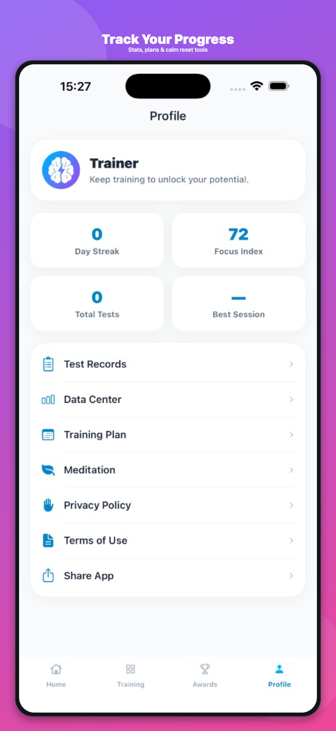 Profile screen